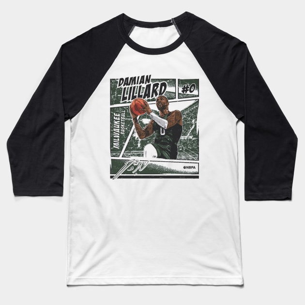 Damian Lillard Milwaukee Comic Baseball T-Shirt by ClarityMacaws